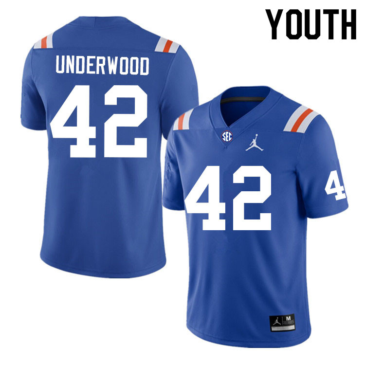 Youth #42 Rocco Underwood Florida Gators College Football Jerseys Sale-Throwback - Click Image to Close